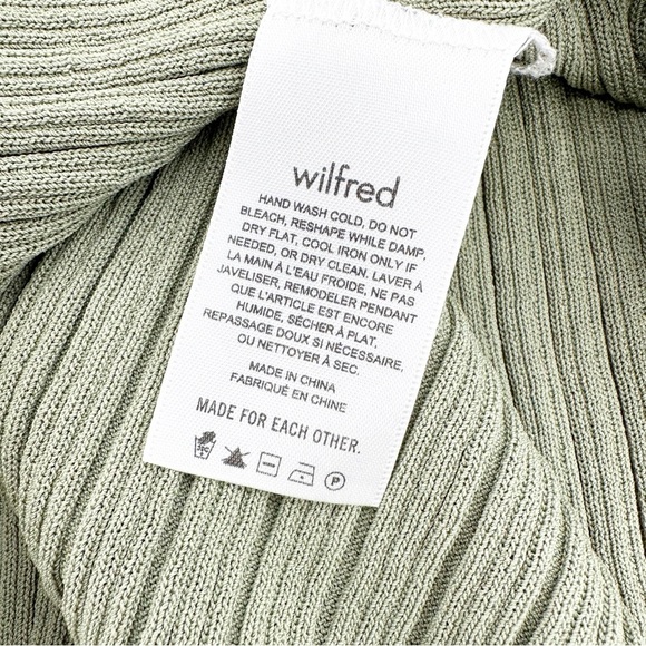 Aritzia Wilfred High-Rise Ribbed Knit High Slit Midi Skirt Sage Frost Green XS - Picture 6 of 7